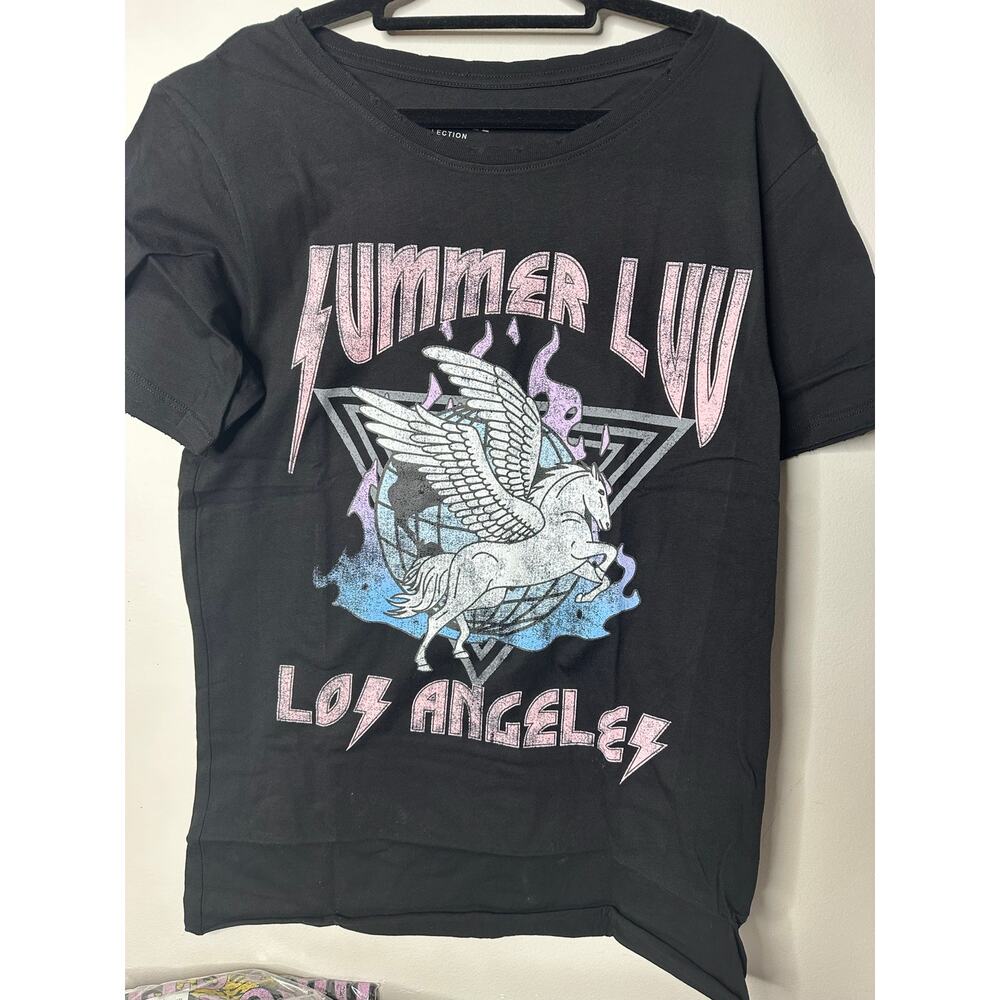 NWT Recycled Karma Summer Luv Los Angeles Unicorn T-Shirt Sz M